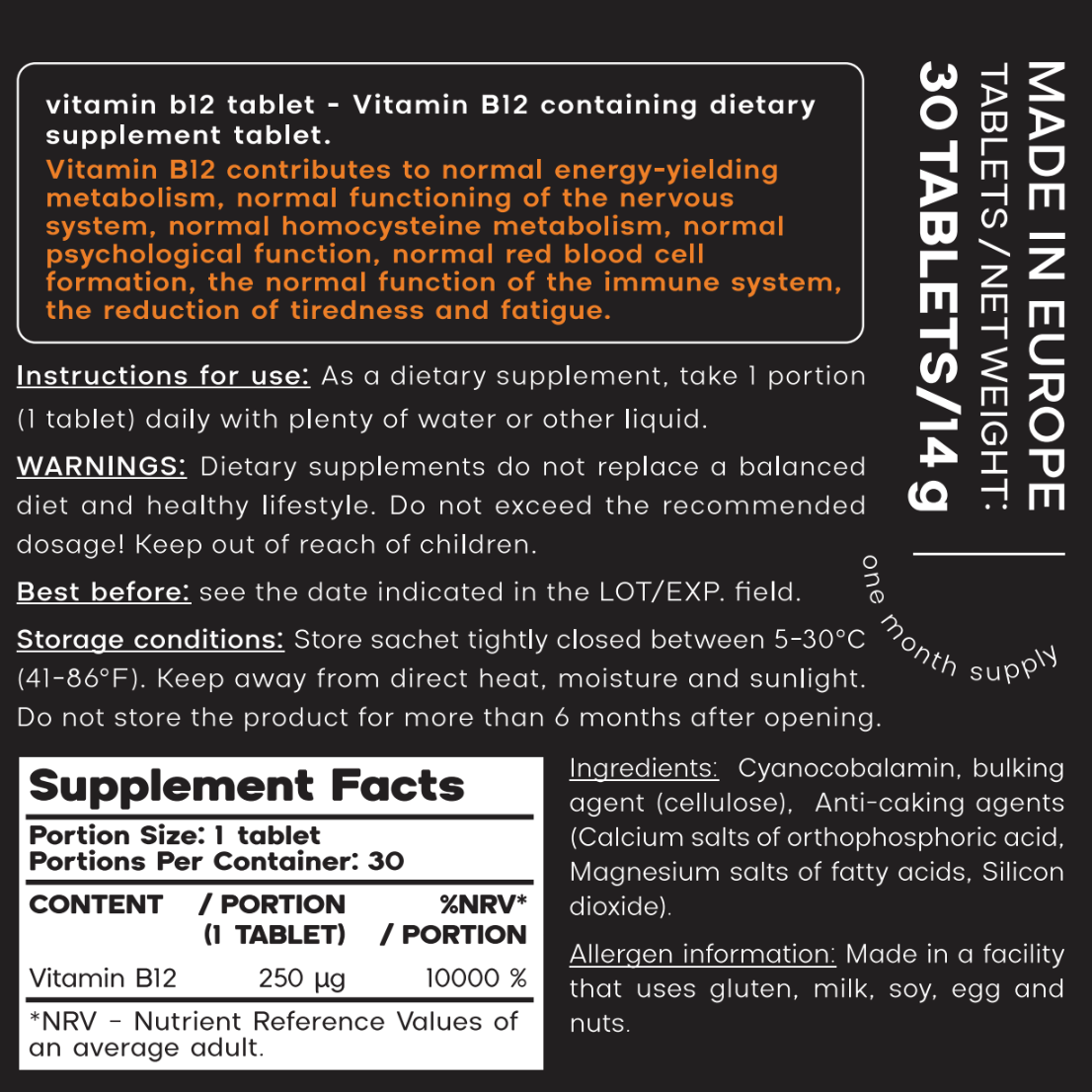 Vitamin B12 tablets