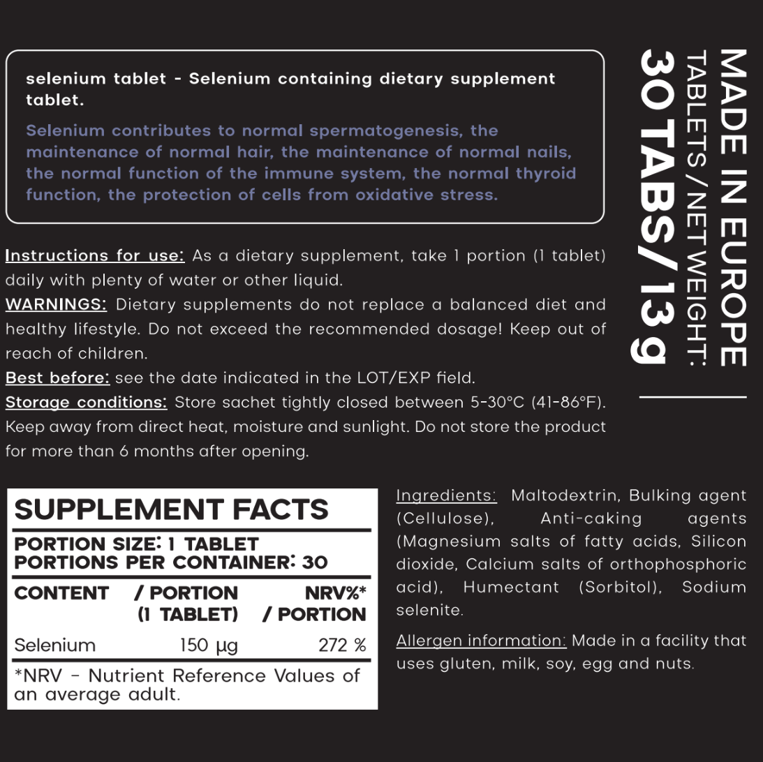 Selenium tablets