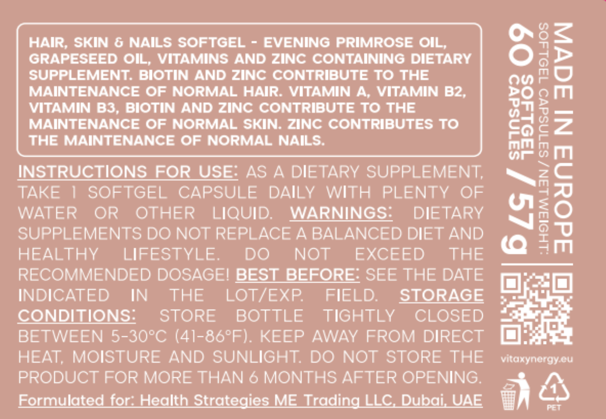 Hair, Skin & Nails Formula with Biotin, Collagen for Natural Beauty, 57g, 30 Softgels