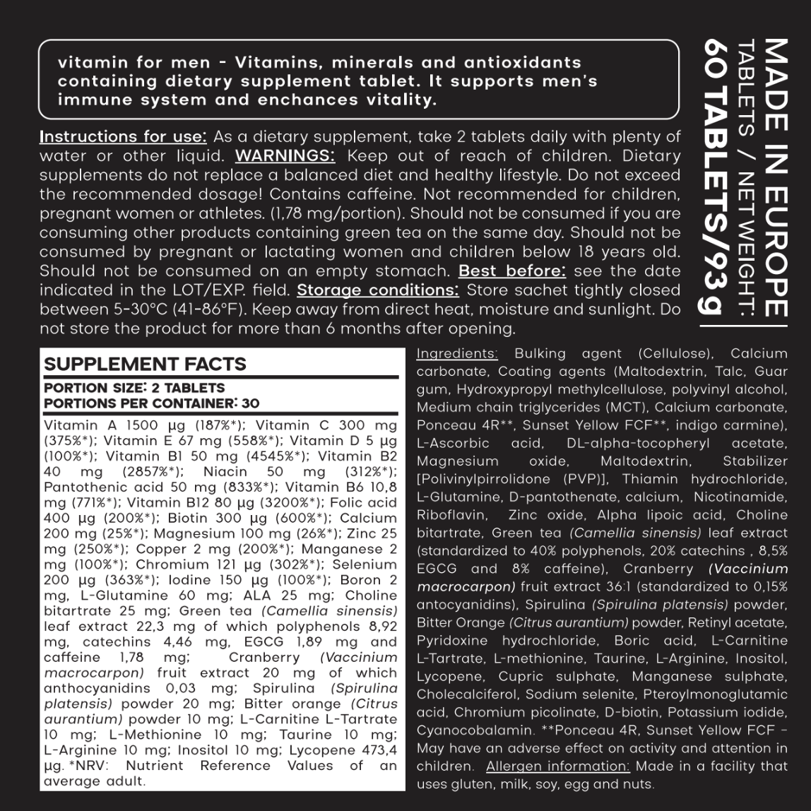 Vitamin for men tablets