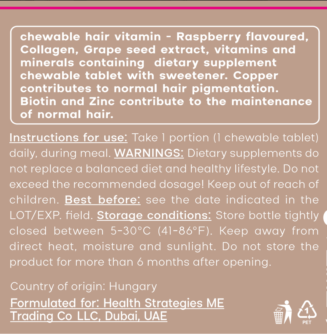Chewable hair vitamin - Rapsberry flavor