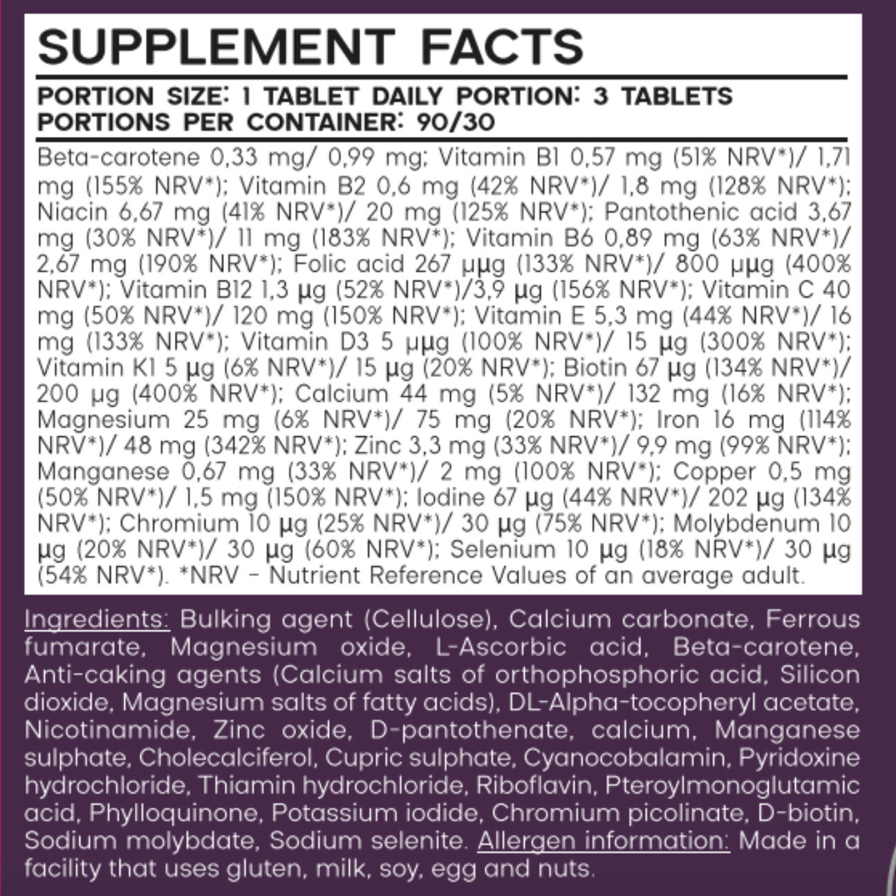 Pregnant vitamin complex tablets