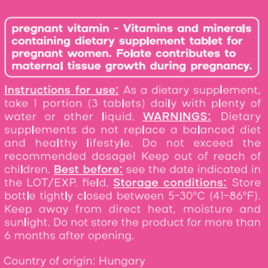 Pregnant vitamin complex tablets