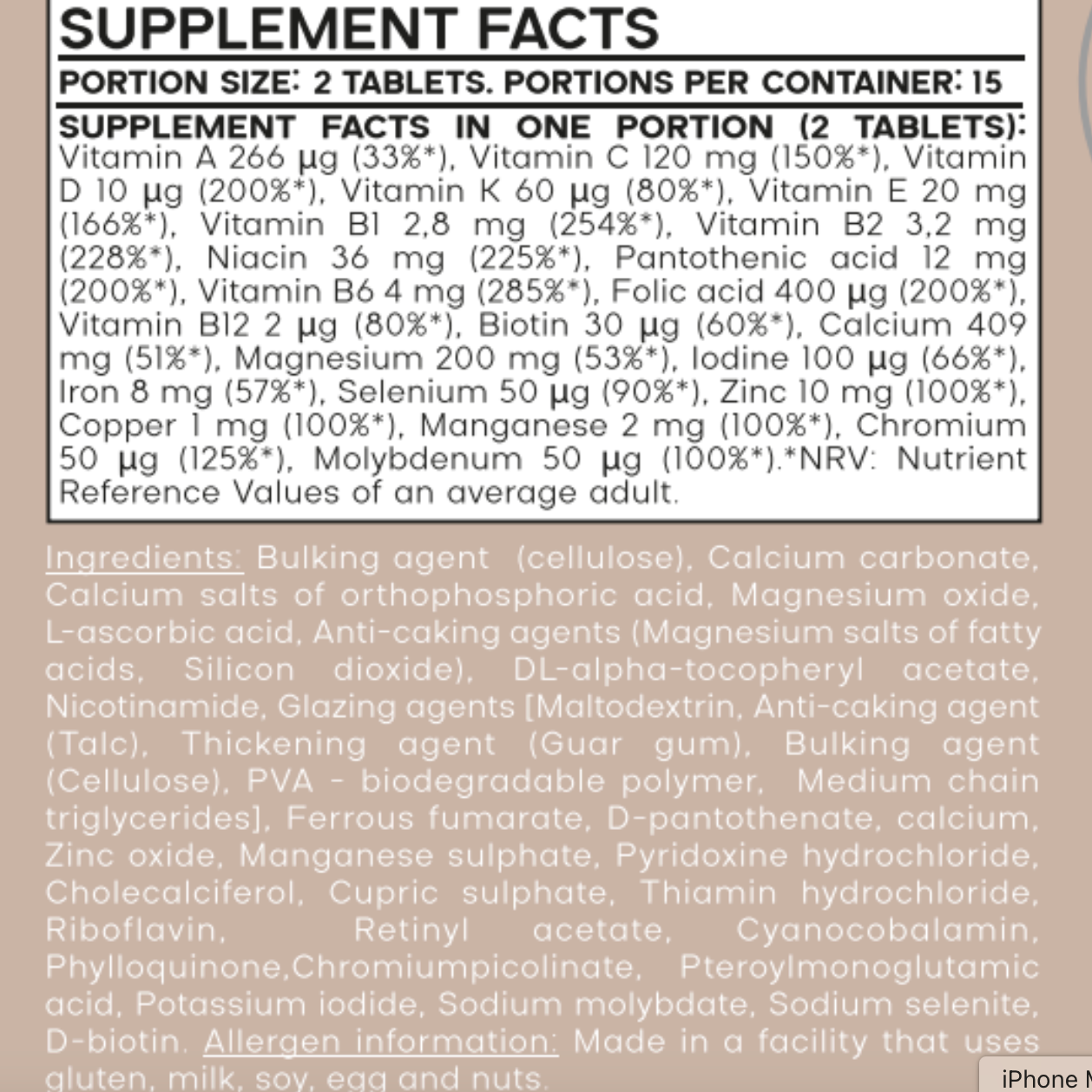 Multivita PRO tablets for Immune Support and Daily Vitality, 48g, 30 tablets