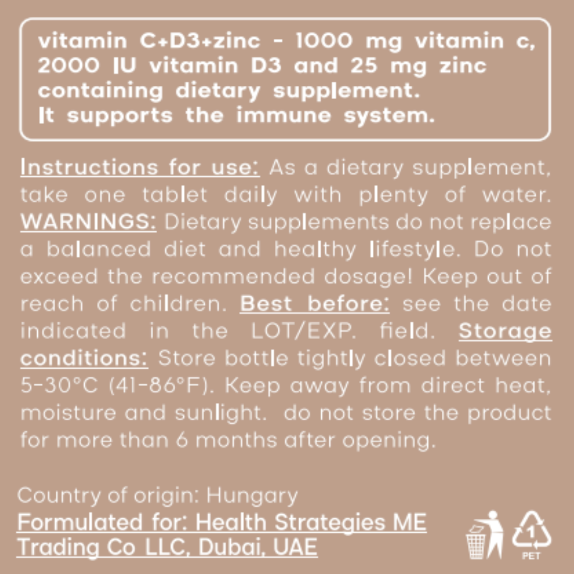 Vitamin C, D3 & Zinc for Triple Action Immune Support, 52g, 30 Tablets