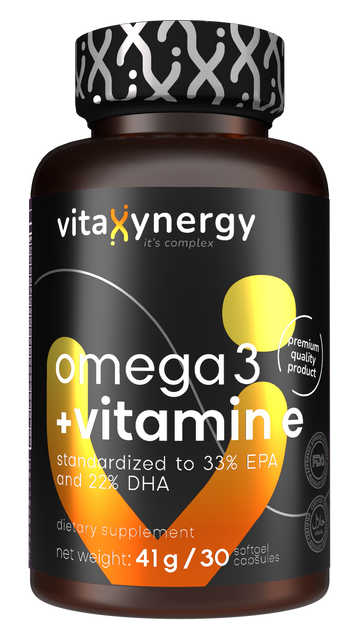 Omega 3 + Vitamin E softgel capsules