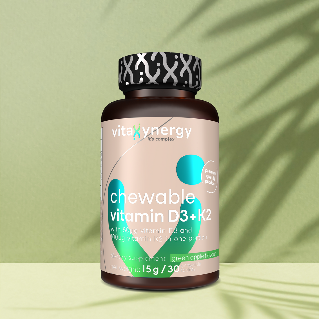 Chewable vitamin D3 + K2 - Greep apple flavor