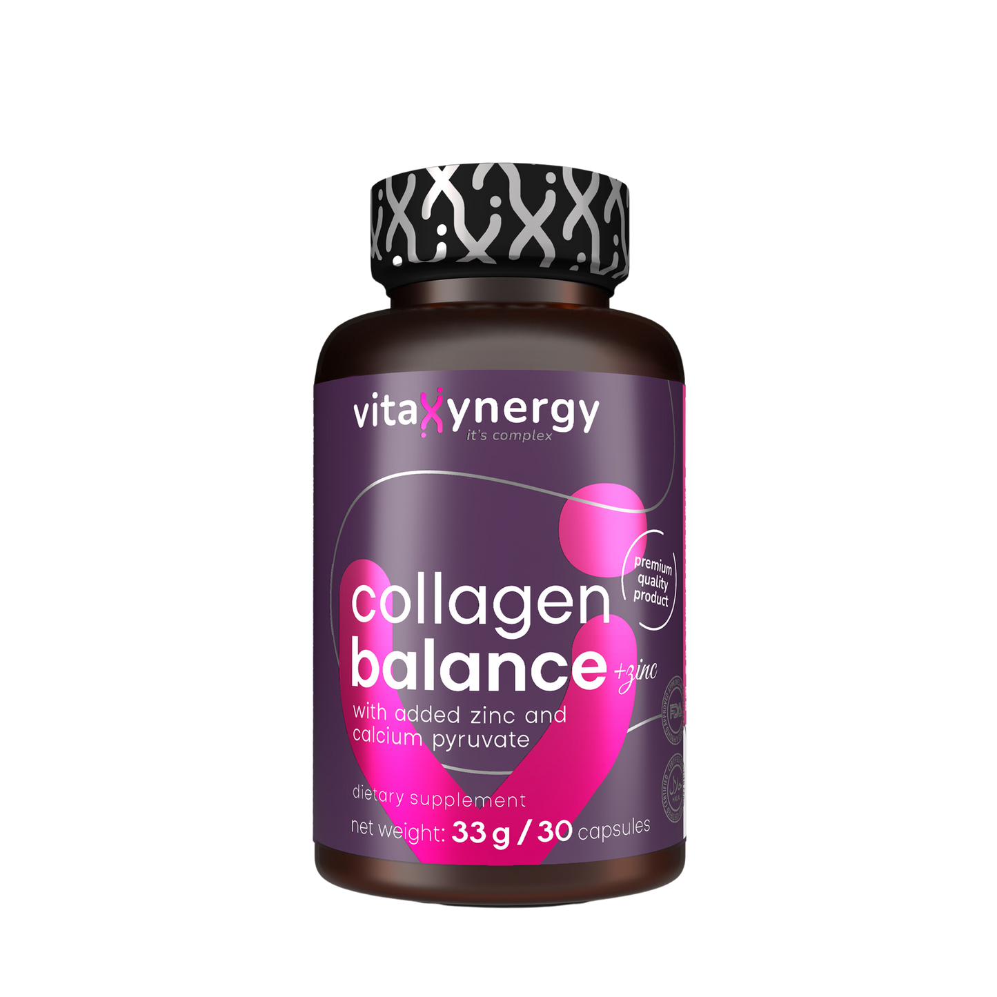 Hydrolyzed Collagen & Zinc Supplement for Skin Elasticity and Joint Health, 33g, 30 Capsules
