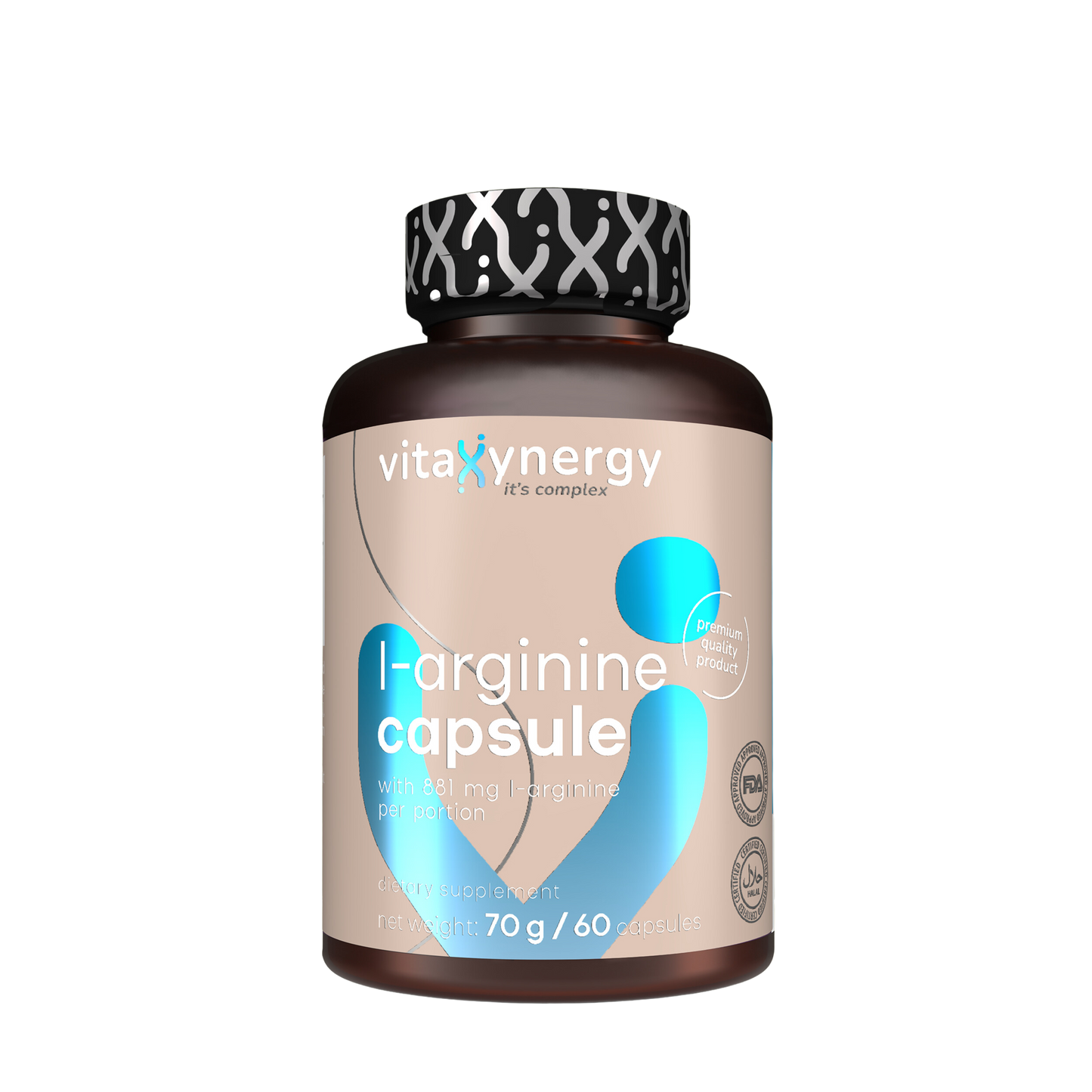 L-Arginine for healthy blood flow and circulation, 70g, 90 Capsules