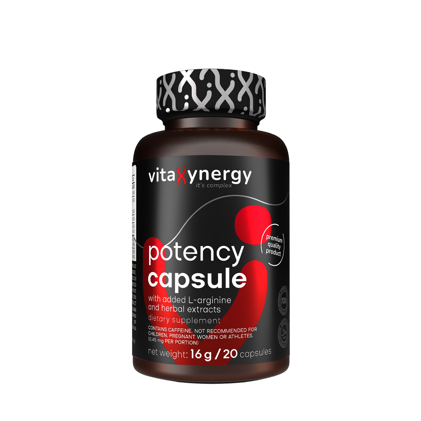 Potency Capsules with L-Arginine, Tribulus & Ginseng for Male Vitality and Stamina, 16g, 30 Capsules