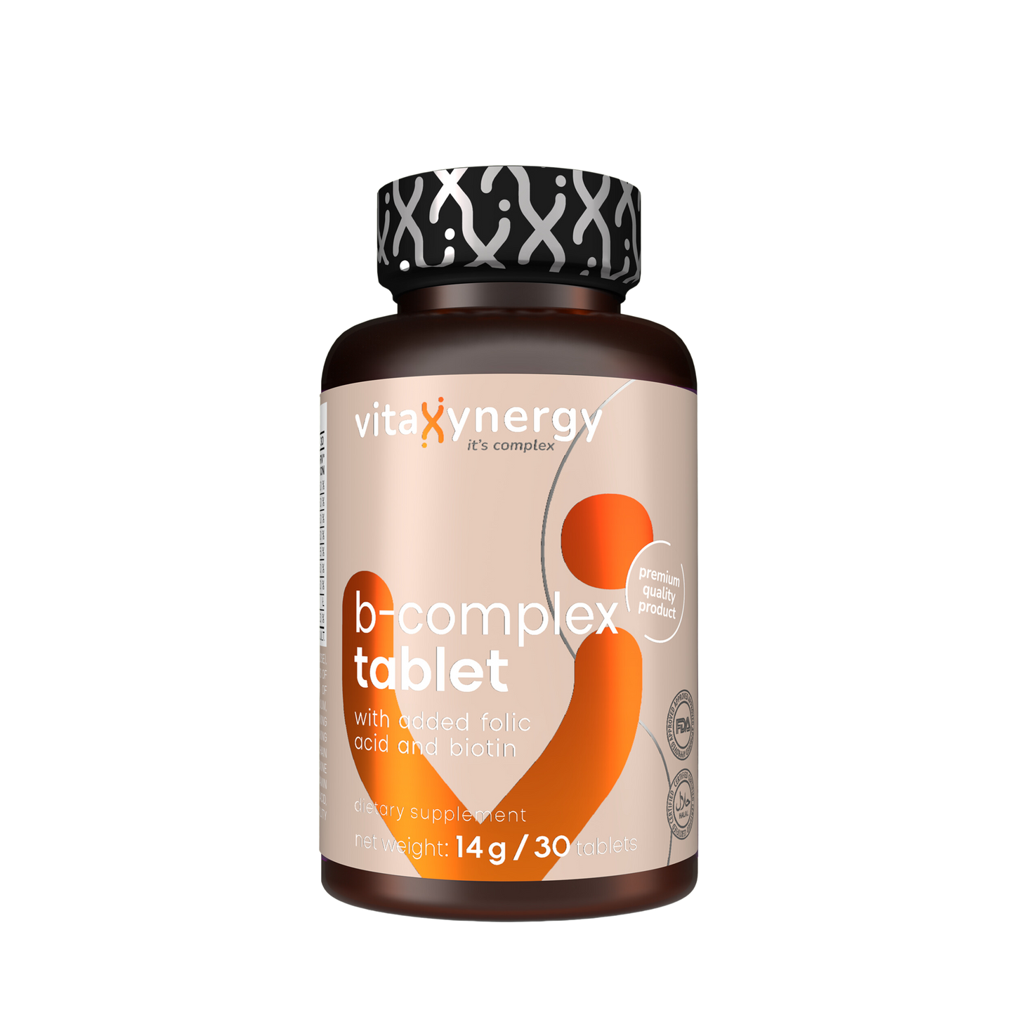 Vitamin B-Complex tablets for Energy Metabolism and Nervous System Support, 14g, 30 tablets